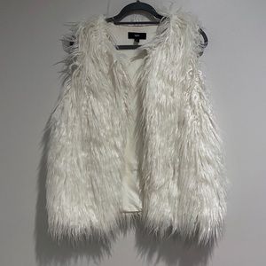 Furry White Vest
